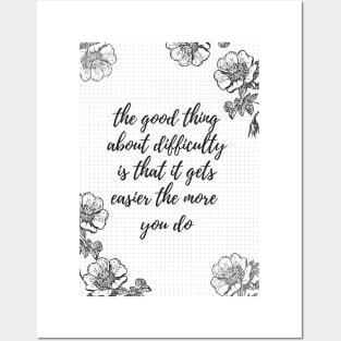 black and white floral design Posters and Art